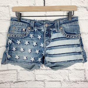 Miss Me American Flag Bling 28 Jean Shorts cutoff